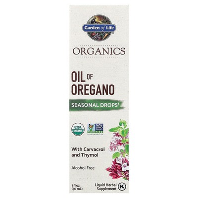 Organics, Oil of Oregano, Seasonal Drops, Alcohol Free, 1 fl oz (30 ml)