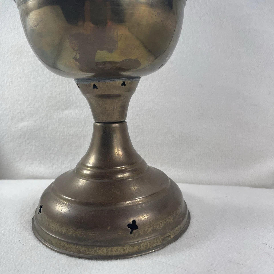 Antiga lâmpada a óleo de querosene de latão russo Otto Muller 1880 ~ lâmpada espirril ~ trevos - Imagem 4 de 4