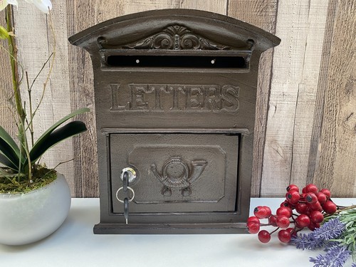Vintage Style Outdoor Lockable Wall Mounted Letter Post Mail Box Brown - Picture 10 of 13