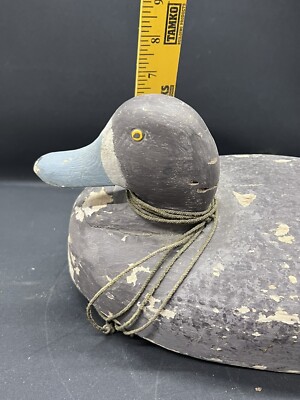 Antique Early Wood Duck Decoy Wood Duck Old Paint Marked Signed