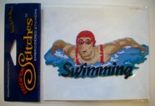 Swimming embroidered scrapbook sticker Acid-free Self Adhesive