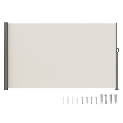 Beige Retractable 63'x118'' Awning-Rugged Full Aluminum Rust-Proof Side Awni...