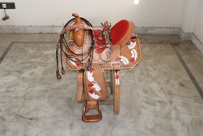 Western Leder Barrel Pferd Sattel Tack Set 10'' bis 18'' kostenloser Versand