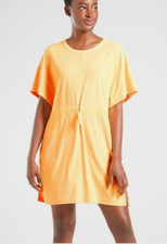 Athleta Womens Acapulo Orange Cross Current Activewear Dress Short Sleeve XS EUC