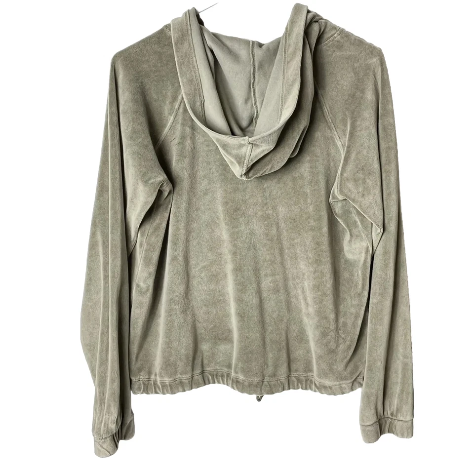 Sudadera con capucha Jessica Simpson (talla L) gris terciopelo con cordón para mujer Foto 3 de 4