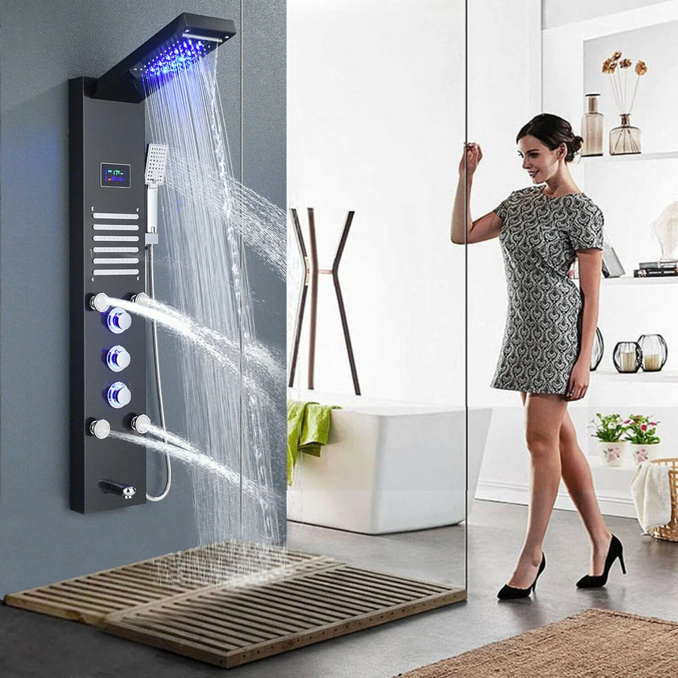 Stainless steel Shower Panel Tower System LED Rain Waterfall Shower Massage Jets - Image 2 of 4