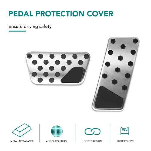 Steel Foot Brake Gas Pedal Cover Set For 2007-2017 Jeep Wrangler JK Accessories - Foto 4 di 11