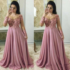 Dusty Pink Chiffon Mother Of The Bride Dresses Long Sleeves Sheer Jewel Neck