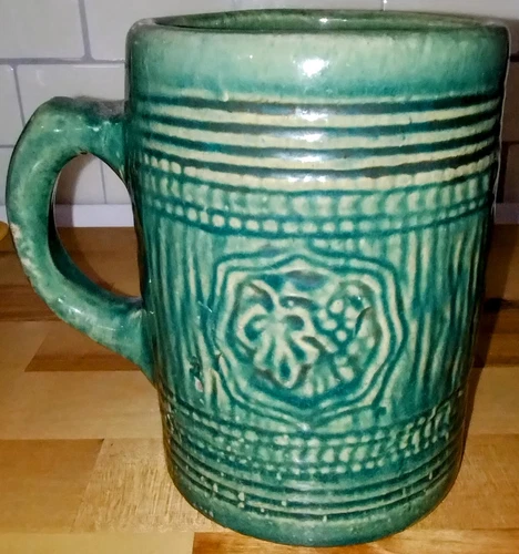1920s Nelson Mccoy Green Stein  Mug With Grapes and Leaves 5”
