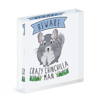Beware VerrüCkte Chinchilla Mann Acryl Foto Block Rahmen Lustig