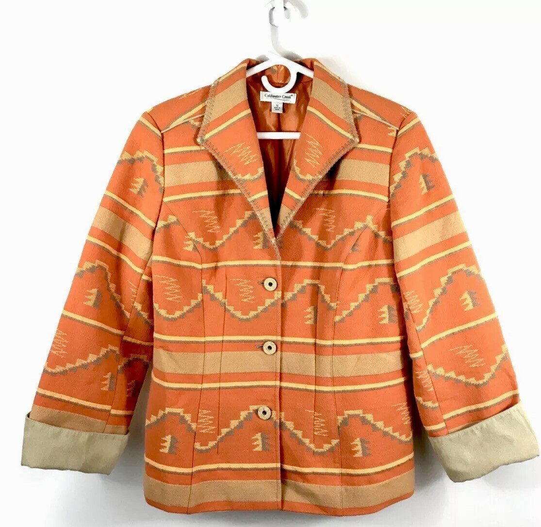 Coldwater Creek Aztec Southwest Blanket Jacket Cotton… Gem