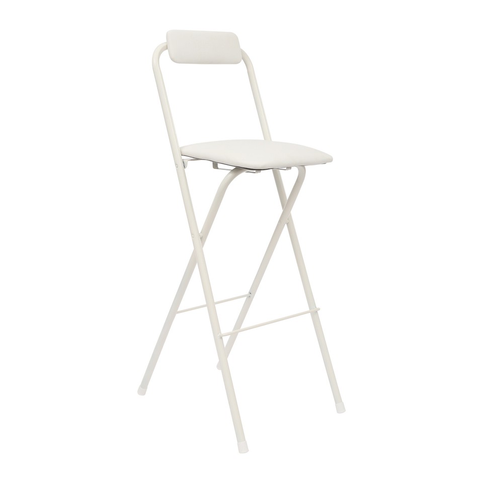 Loading Capacity Sign White Foldable Bar Chair, Tall Folding Chair, Folding Stool, Load ...