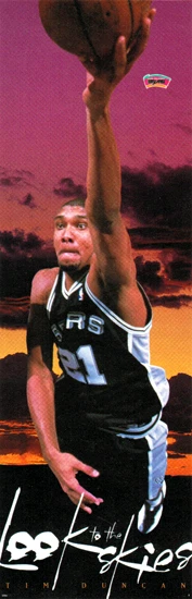 SPORTS POSTER WAREHOUSE HUGE Tim Duncan DOOR-SIZED 23x71 Vintage 1998 San Antonio Spurs Costacos POSTER