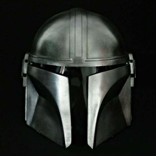 Steel Mandalorian Helmet With Liner and Chin Strap (For LARP/Costumes/Role Plays - Picture 2 of 6
