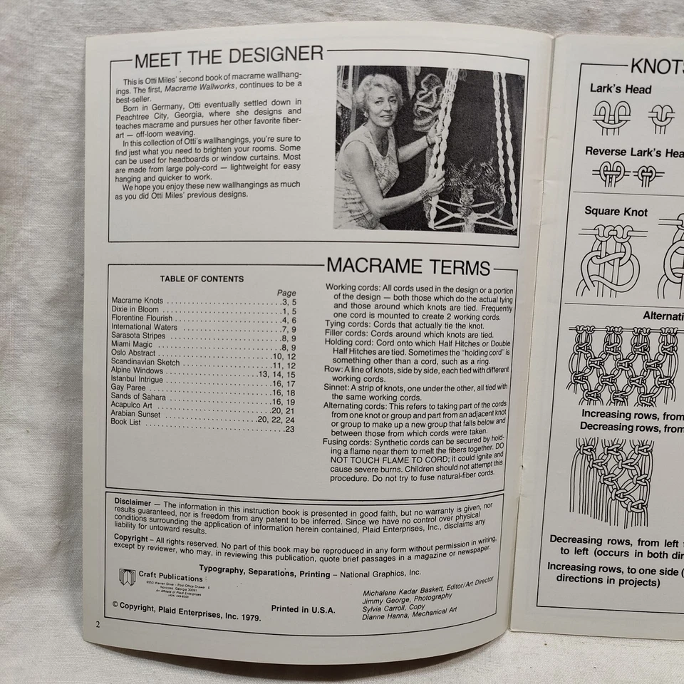 Rare Vtg 1979 MACRAME WALL DECORATING 13 Designs - Craft Publications Book 7314 - Image 2 of 4