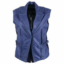 Diesel G-elea Womens Biker Jacket Genuine Leather Cafe Racer Sleeveless Coat