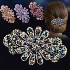 Women Shiny Rhinestone Flower Duckbill Hair Claws Clip Elegant Hairpin Barrettes