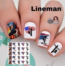 Lineman Linemen Waterslide Nail Decals Set 50 Instructions & Bonus