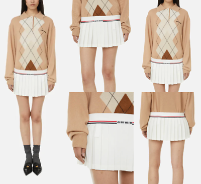 Miu Miu Tennis Skirt Pleated Mini Preppy Short Catwalk IT42 Miu Miu Tennis Skirt Pleated Mini Preppy Short Catwalk IT42