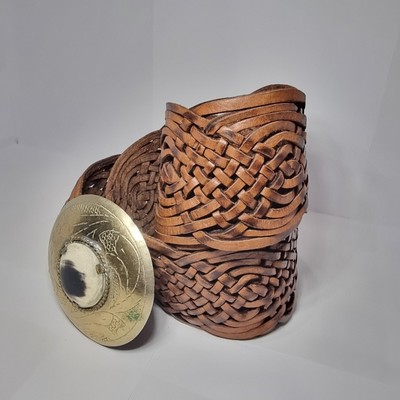 Handmade Wide Woven Leather Belt for Women - 100% Genuine Leather - Boho Wester