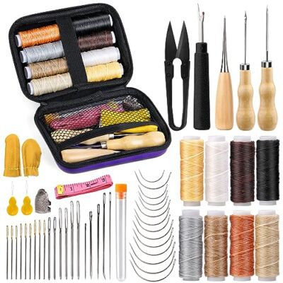 54 Pcs Leather Sewing Kit Heavy Duty Sewing Upholstery Repair Kit for Car Boots