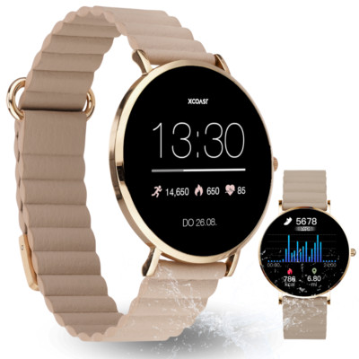 XCOAST SIONA 2 Wave Sand Damen Smartwatch - ultra flach, wasserdicht, Fitnessuhr