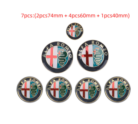 Gold ALFA ROMEO Hood Trunk Hubcaps Steering Wheel Emblems Badges Decals Logo