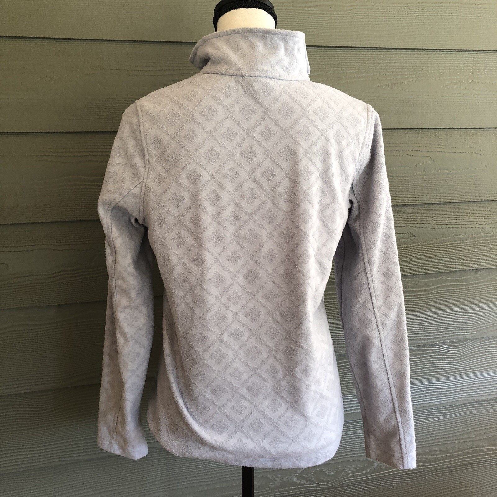 Lands End Women Fleece Pullover 1/4 Zip Sweatshirt Top Shirt Gray Grey