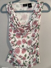 Nicole Miller Womens Top Sz Medium fits Like A Small Floral Print Sleeveless