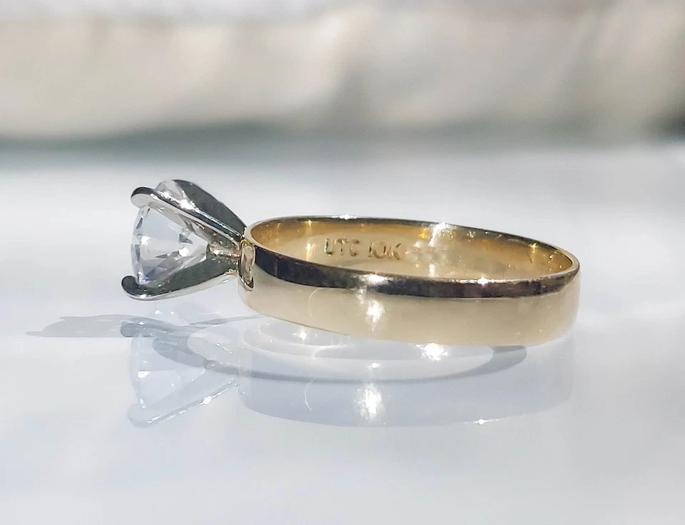 Anillo de diamantes certificado de 1,02 quilates, anillo de oro macizo de 10k talla 6, 4 puntas Foto 4 de 4