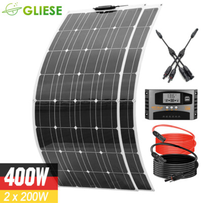 200W 400W 18V Flexibel Solarpanel Solarmodule Kit Mono für Wohnmobil Camping RV