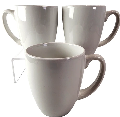 3 Corelle White Stoneware Mugs Coffee Cup Tea