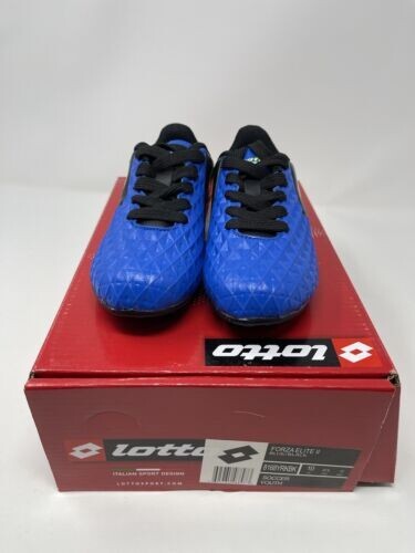 Lotto Tacchetti Calcio Giovani Forza Elite II Blu Nero Taglia 11 Bambini Nuovi Mai Indossati