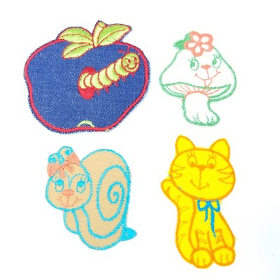 Anthropomorphic Iron On Fabric Patch Vtg MCM Mushroom Cat Snail Horse Animal 776
