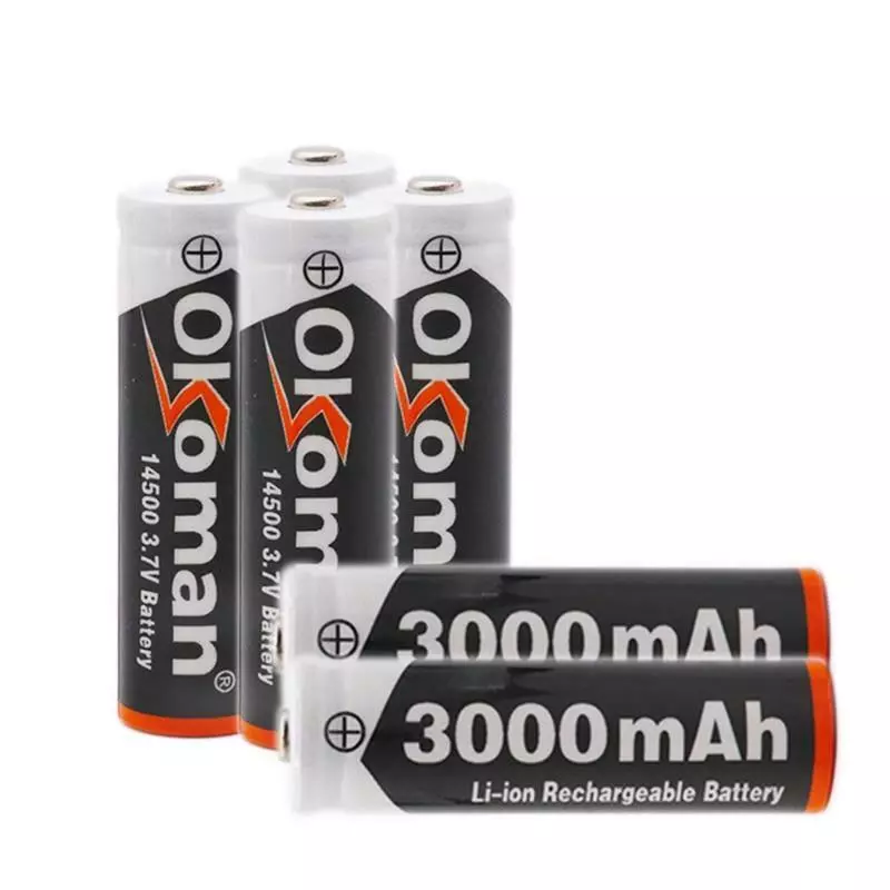 2pcs Okoman 14500 battery 3.7V 3000mAh 14500 Rechargeable Li ion battery L70