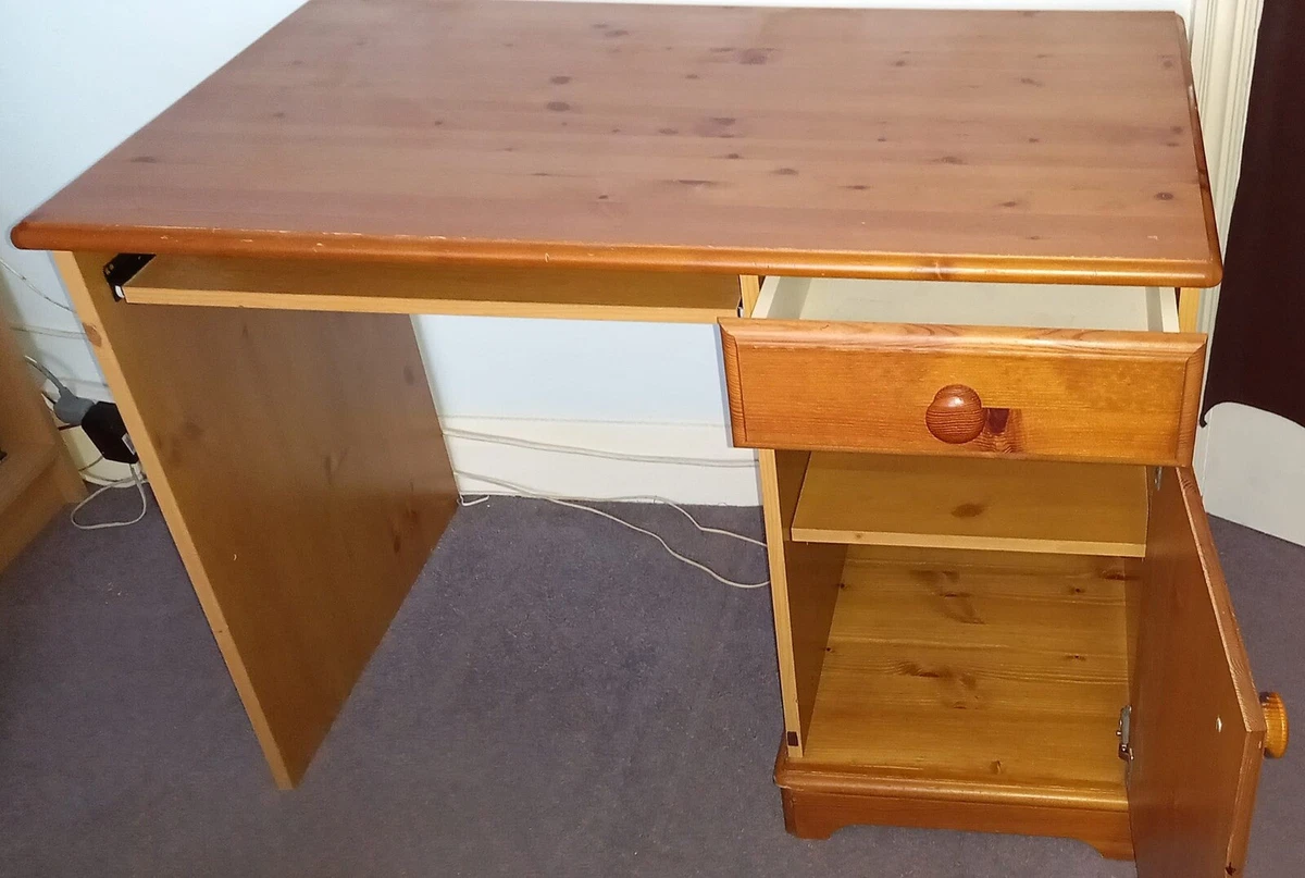 Pine Desk With Drawer And Cupboard eBay