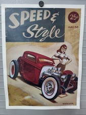 OOP Keith Weesner signed art print.  Speed and Style 32 Ford coupe hot rod 