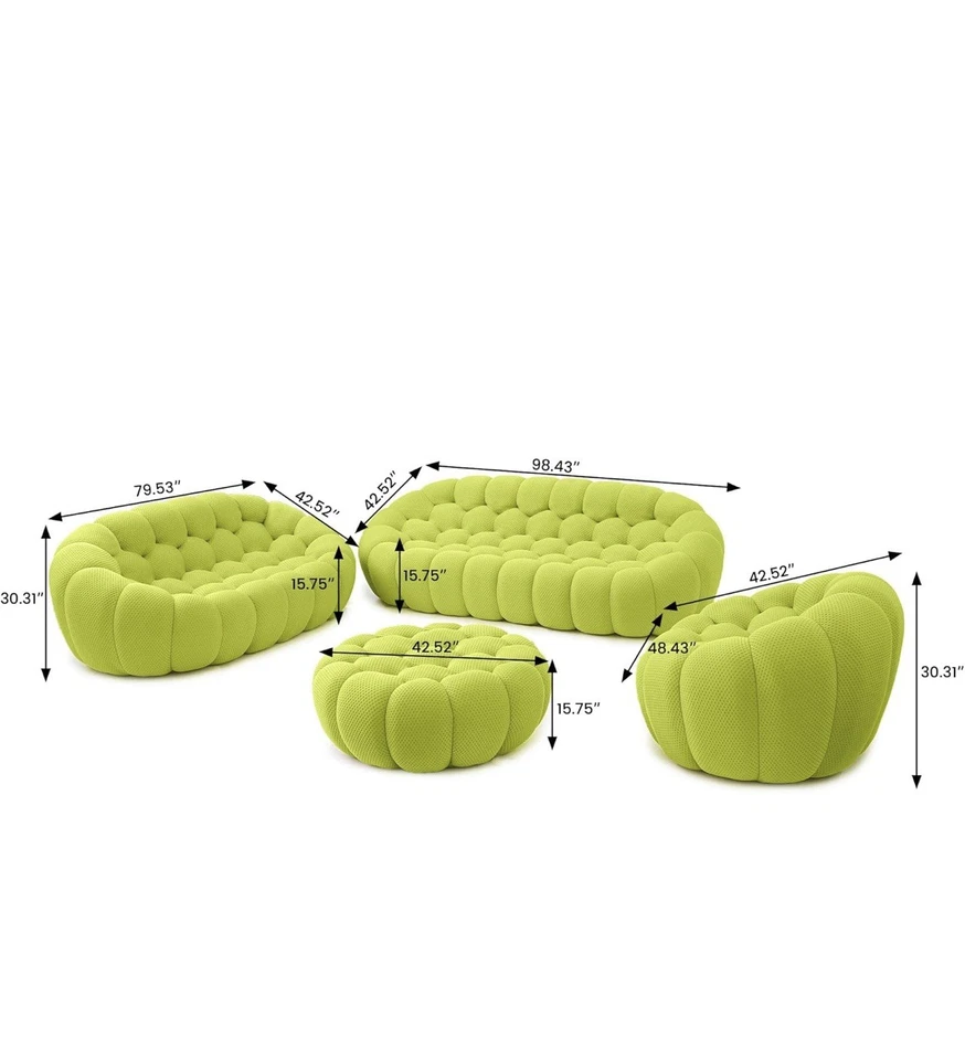 Juego de sofá curvo de burbujas, sofá de piso, para apartamento, Foto 2 de 4