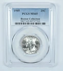 1945 Washington Quarter Boston Collection MS65 PCGS Blue Label