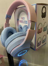 Wireless Bluetooth Over-Ear Headphones Blue Pink Multi-Function Button