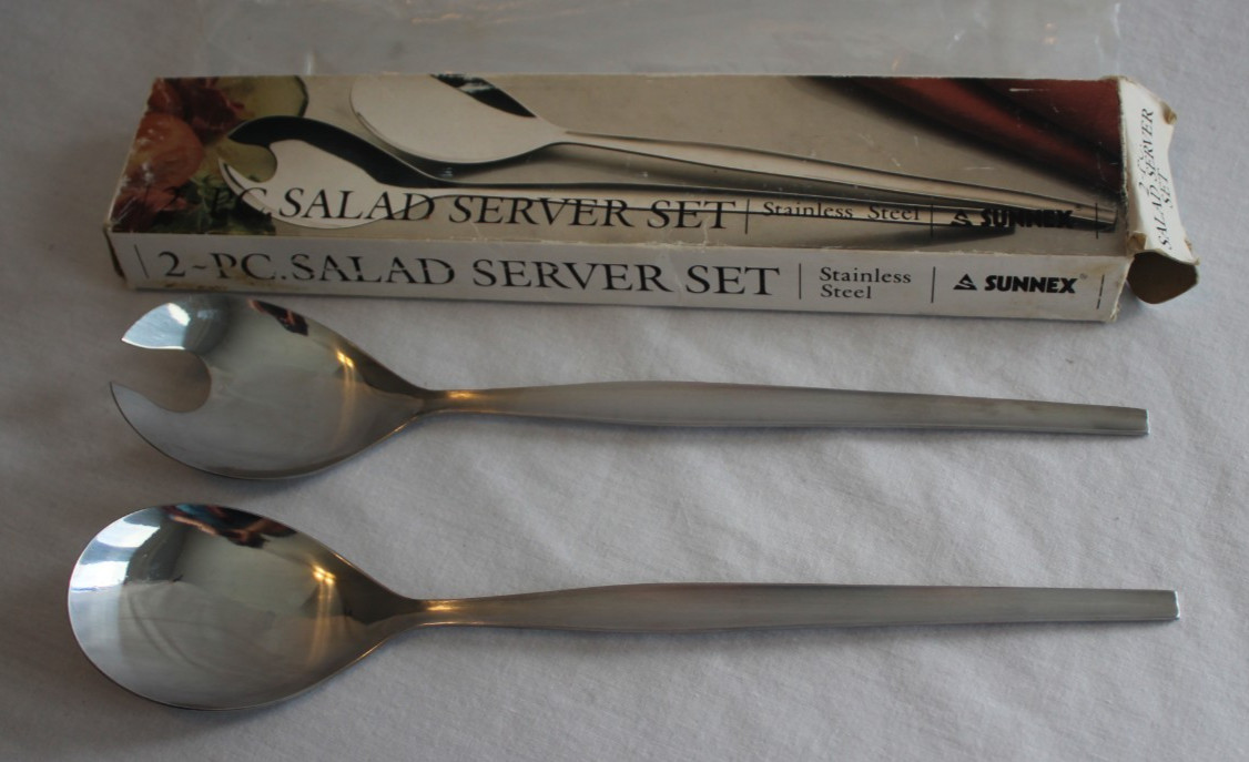 Sunnex 2 piece Salad Utensil Server Set Stainless Steel in Box