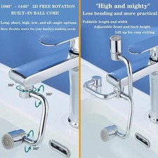 Universal 1440 Rotatable Sink Faucet Extender, 360 U-Shaped Aerator, 2 Modes