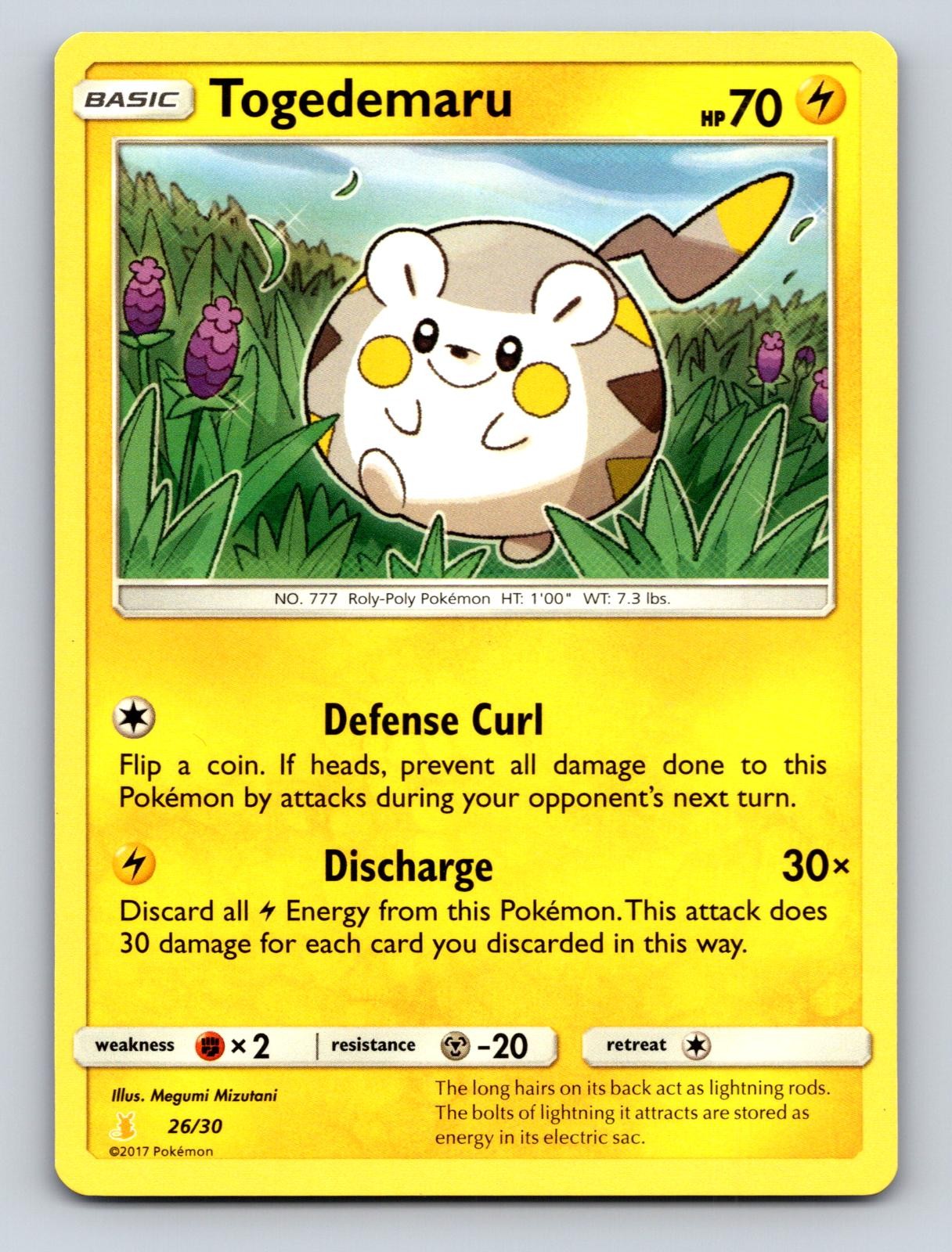 Togedemaru 26/30 Common SM Trainer Kit: Lycanroc & Alolan Raichu Pokemon NM