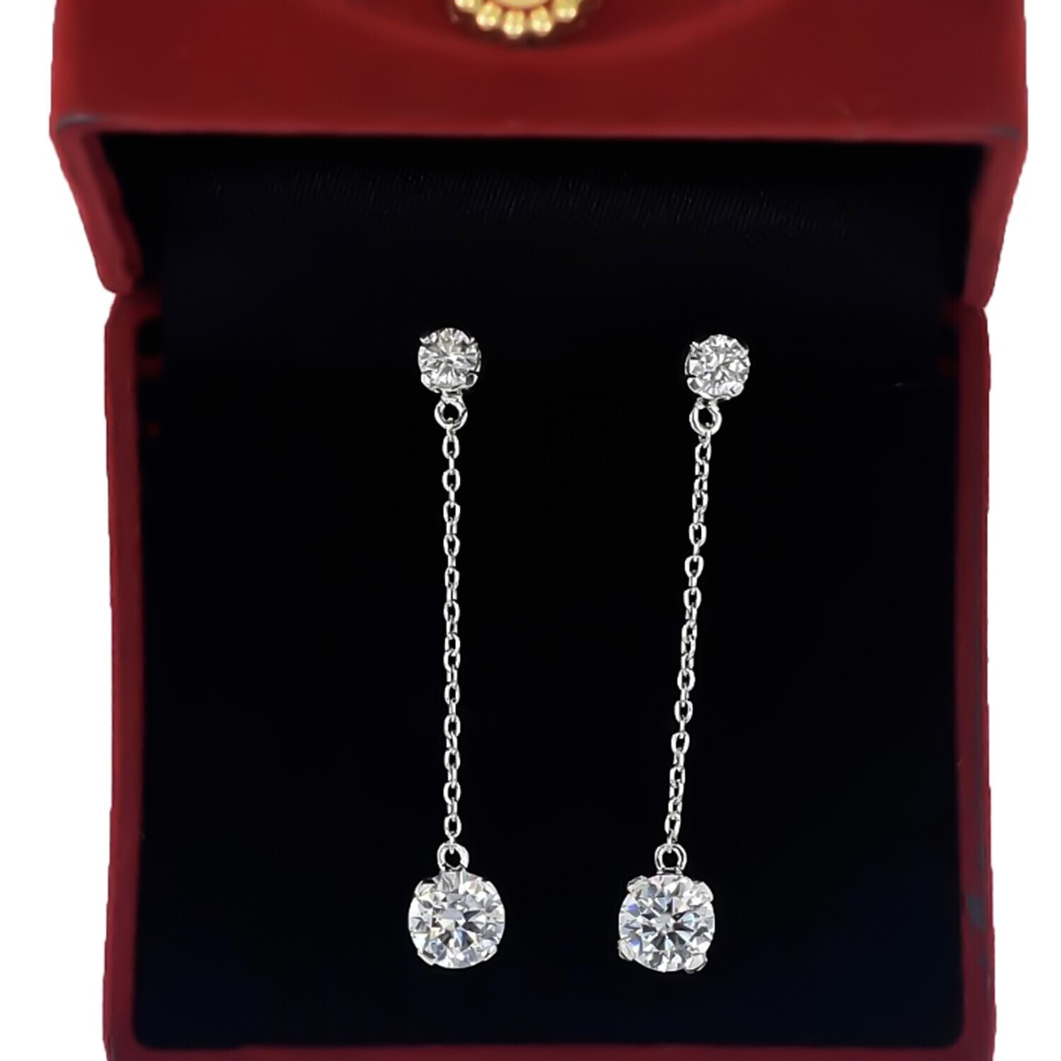 2.10 Ct Certified White Diamond Solitaire Dangler Earrings 925 Sterling Silver