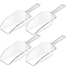 4 Pcs HESTYA Large Clear Plastic Ice Scoops 9.25 inch Multi Purpose Acrylic S...