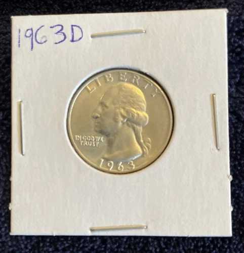 1963 D Washington Quarter 25c 90% Silver Coin VF to XF Condition Uncertified
