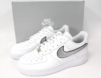 NIKE AIR Force 1 '07 Ess Unisex Trainers Colour White & Silver BNIB