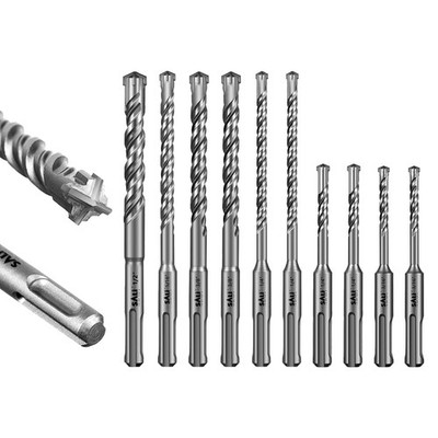 10PCS 3/16'' SDS Plus Rotary Hammer Drill Bit Set Concrete Drill Bit Kit