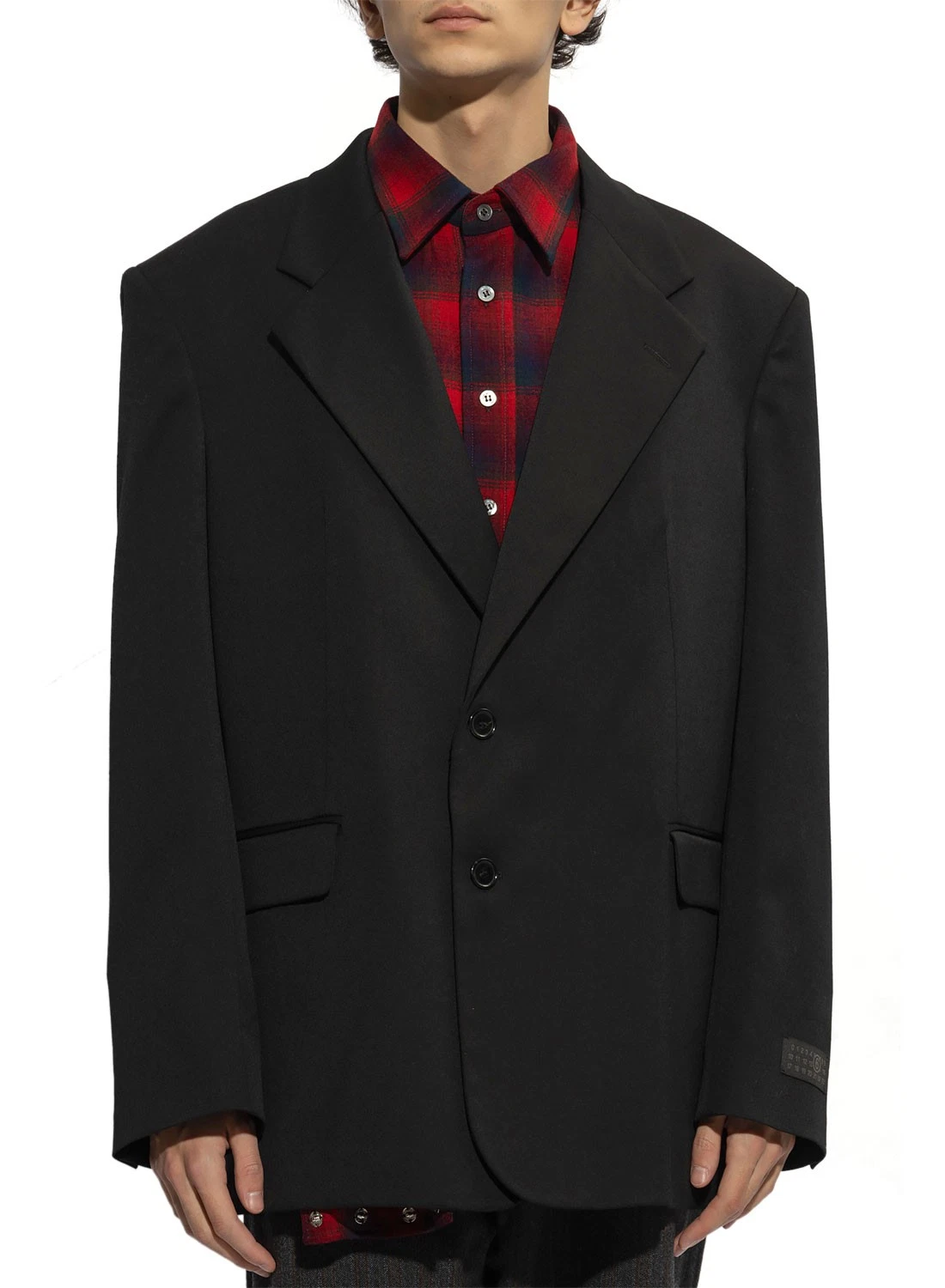 Blazer uomo MM6 Maison Margiela patch logo oversize twill piccolo IT 46 nero