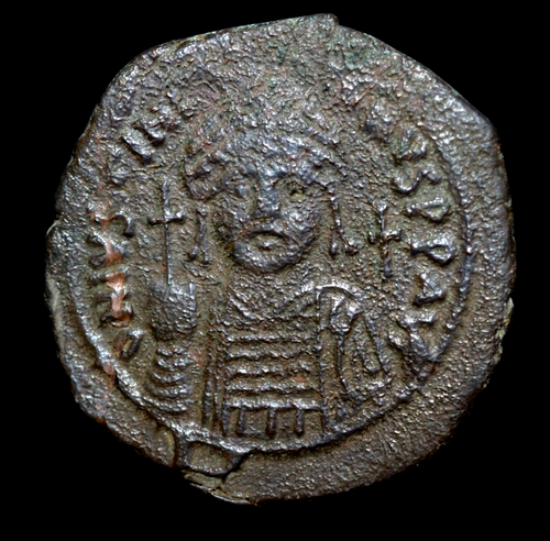 Bizantino, Giustiniano I, AD 527-565 AE Follis (a1737) - Foto 1 di 2